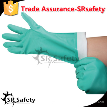 SRSAFETY industrial anti oil and anti chemical gloves/nitrile gloves washable/Nitrile Industrial Gloves/green anti oil gloves